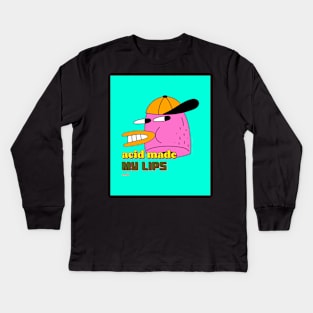 #11 pink head and baseball cap - acid made my lips swell Kids Long Sleeve T-Shirt